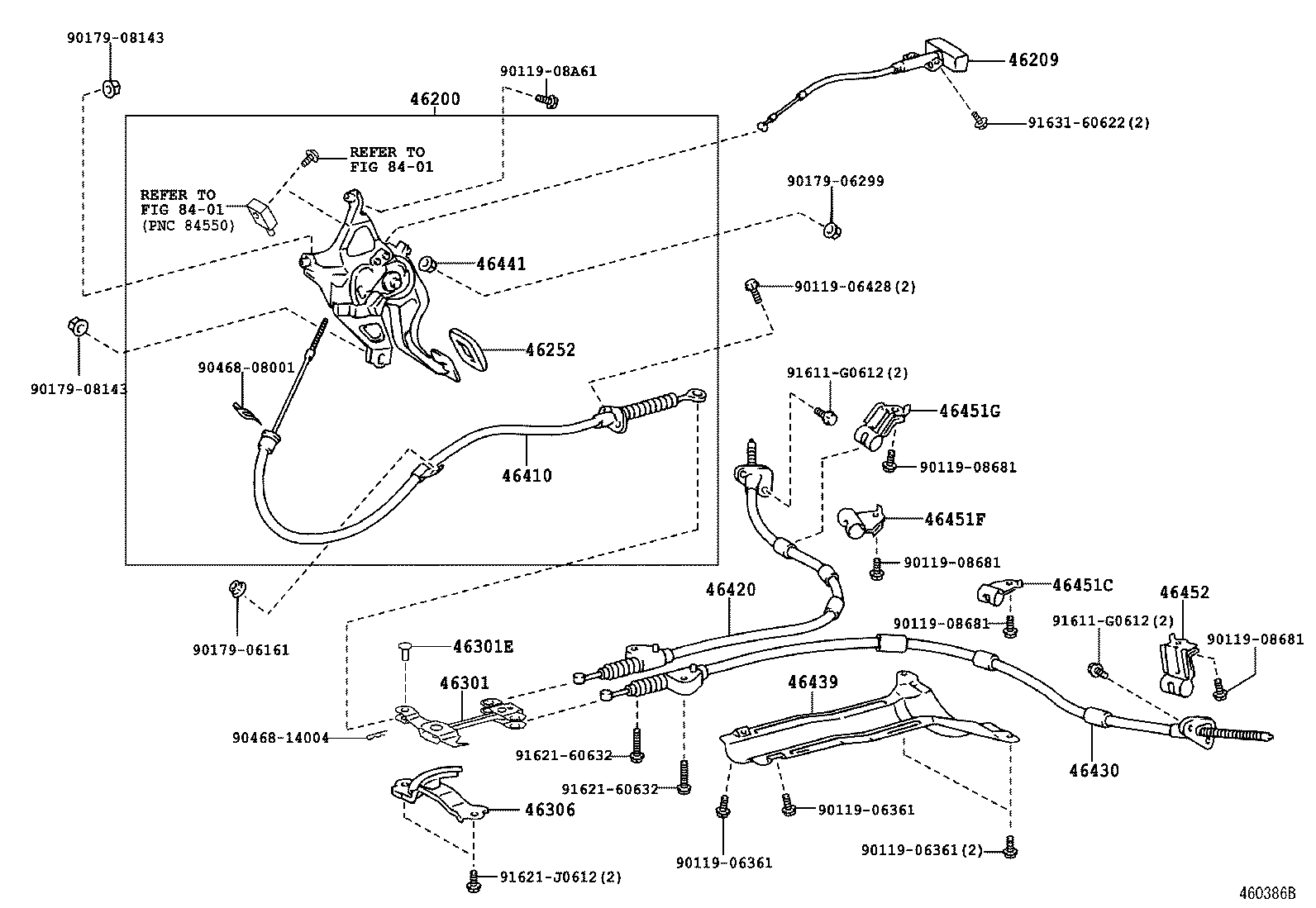 46410-24070 CABLE ASSY, PARKING BRAKE, NO.1 product image