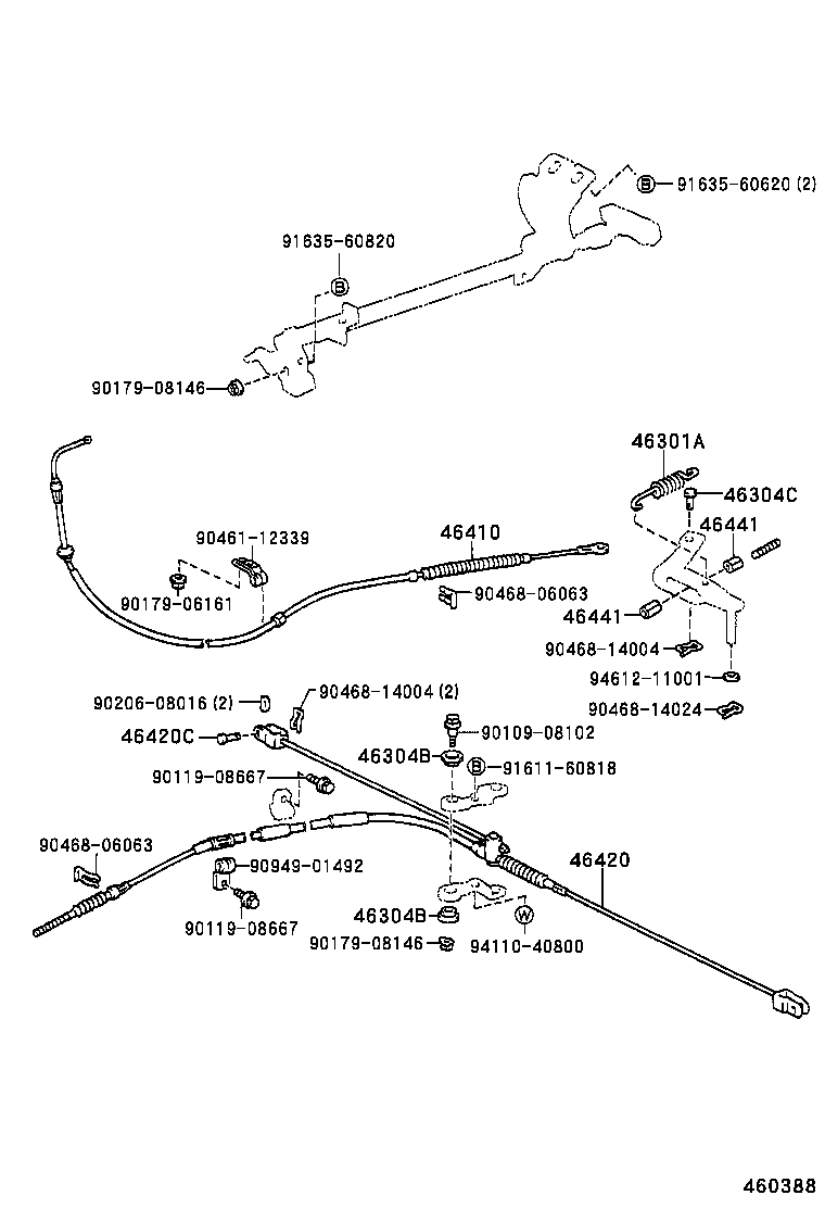 46420-35570 CABLE ASSY, PARKING BRAKE, NO.2 product image