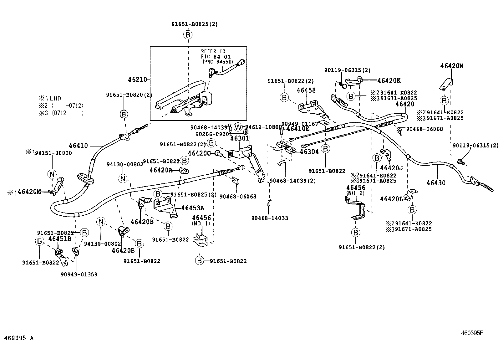 46451-25050 BRACKET, PARKING BRAKE CABLE SUPPORT product image
