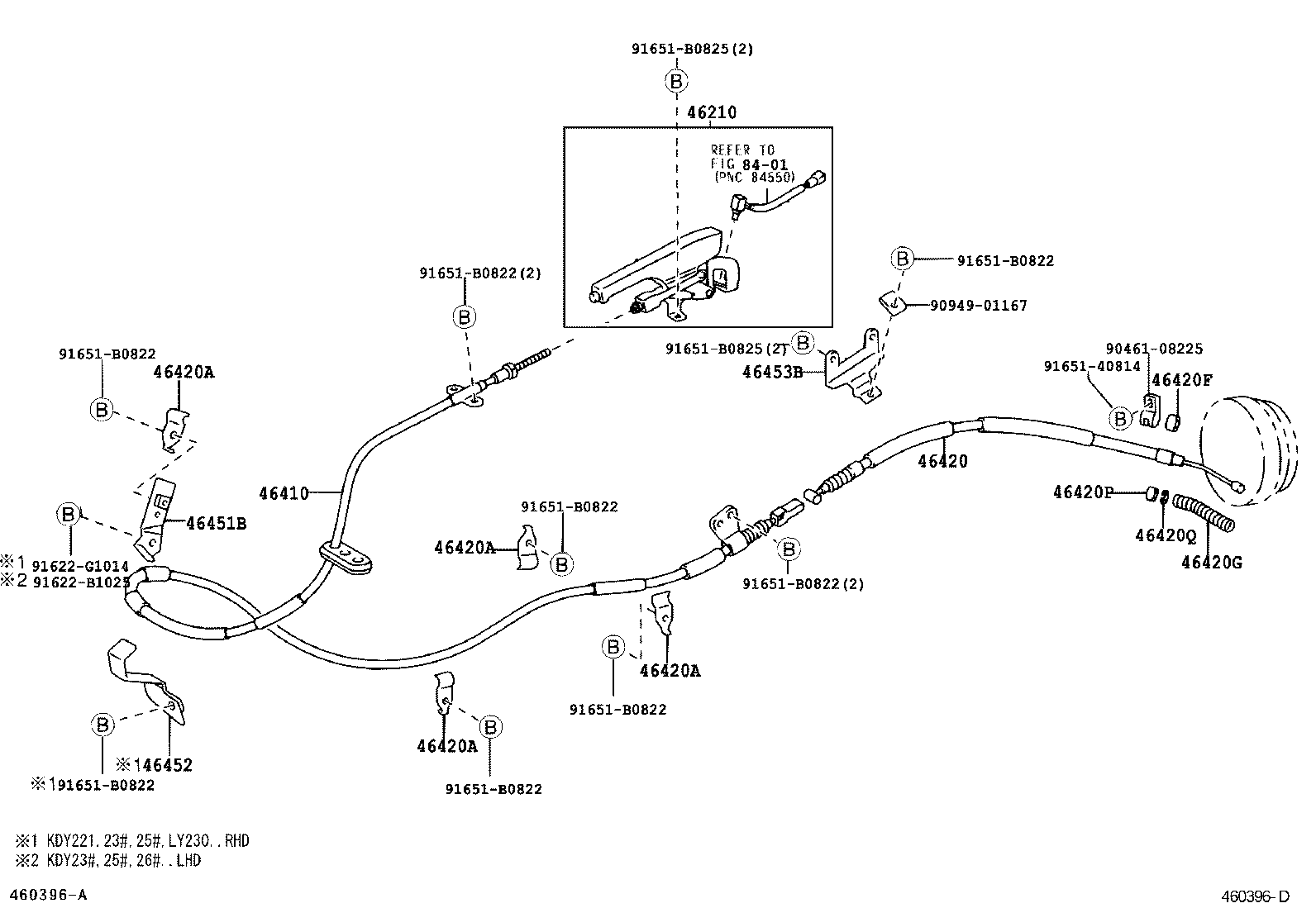46451-25050 BRACKET, PARKING BRAKE CABLE SUPPORT product image