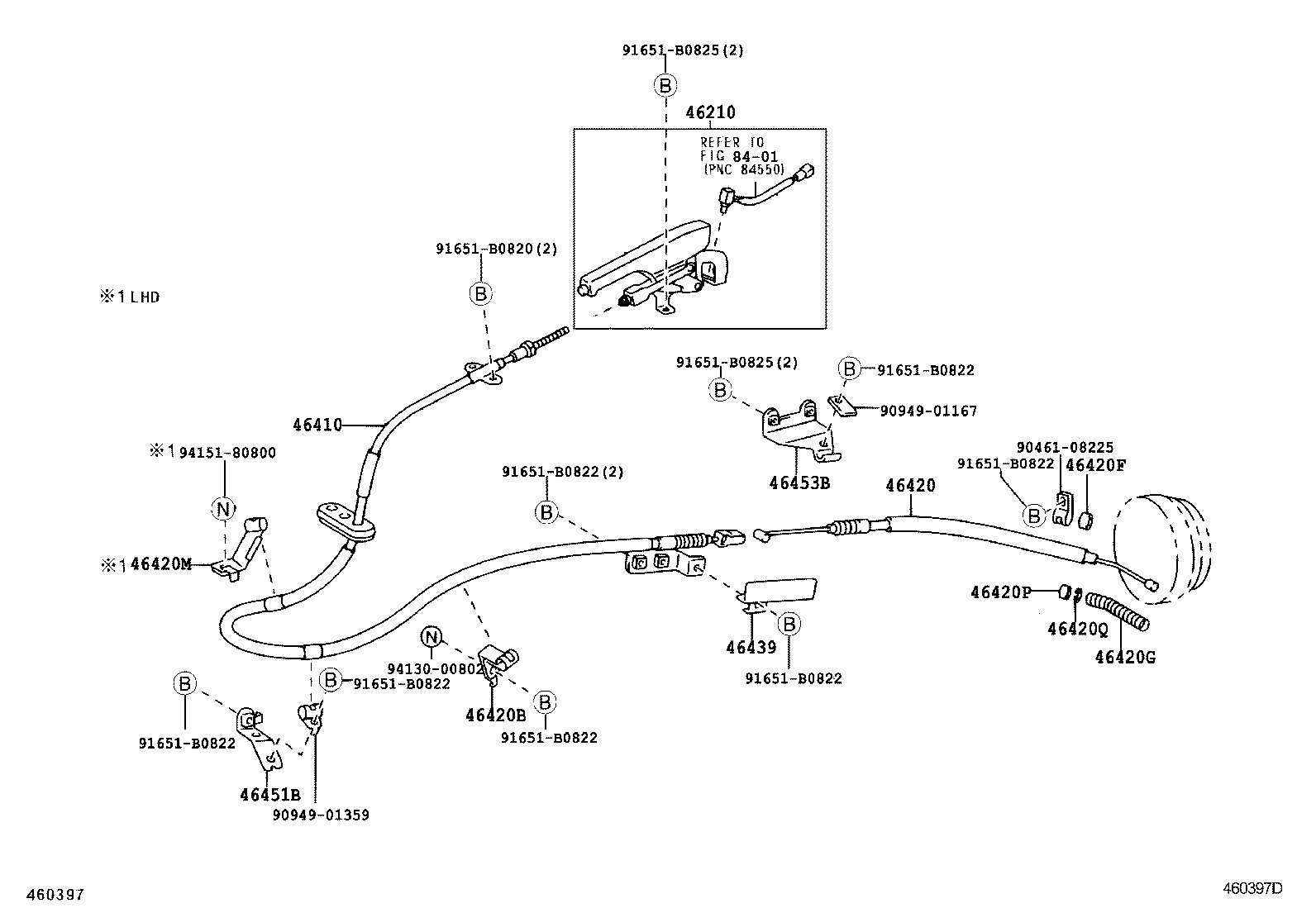 46451-25050 BRACKET, PARKING BRAKE CABLE SUPPORT product image