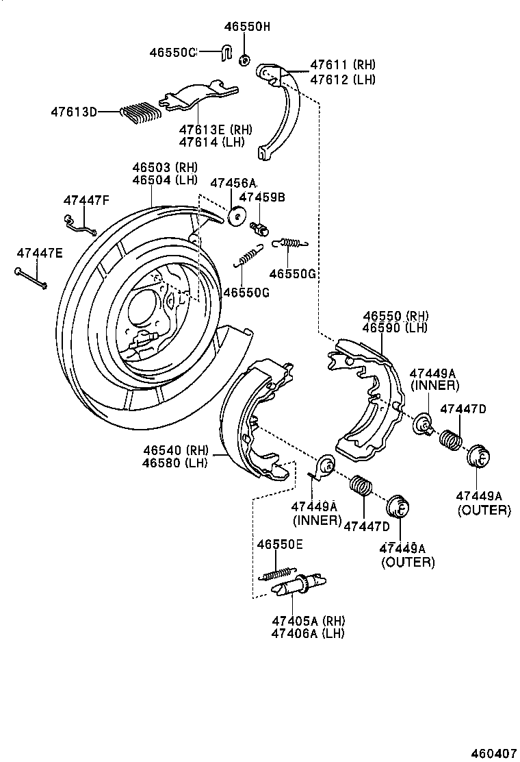 46504-33030 PLATE SUB-ASSY, PARKING BRAKE, LH product image