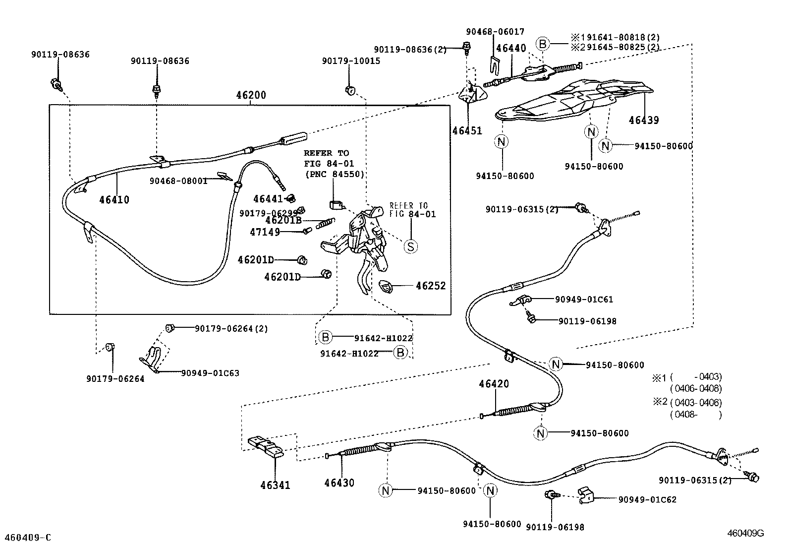 Toyota 46420-33100 CABLE ASSY, PARKING BRAKE, NO.2