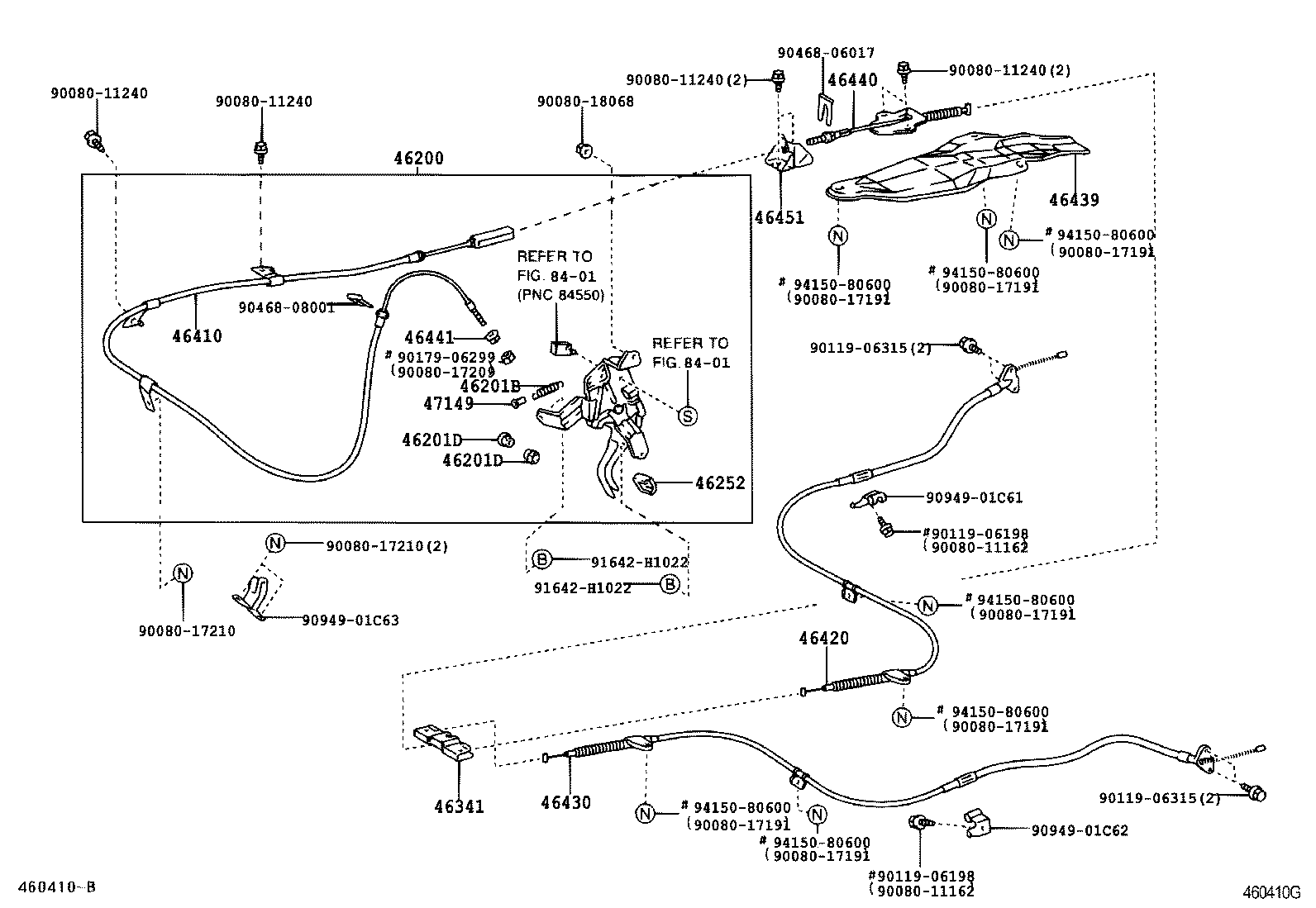 Toyota 46430-33090 CABLE ASSY, PARKING BRAKE, NO.3
