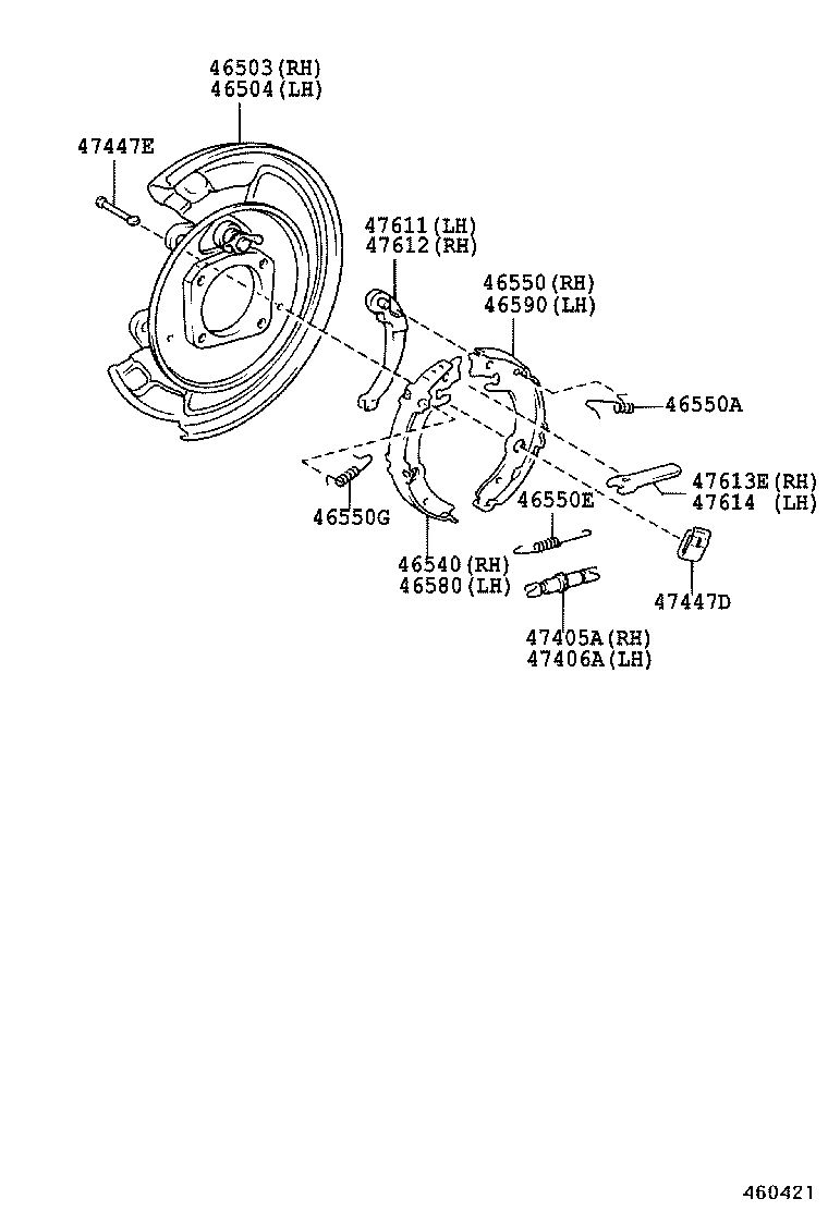 46504-02030 PLATE SUB-ASSY, PARKING BRAKE, LH product image