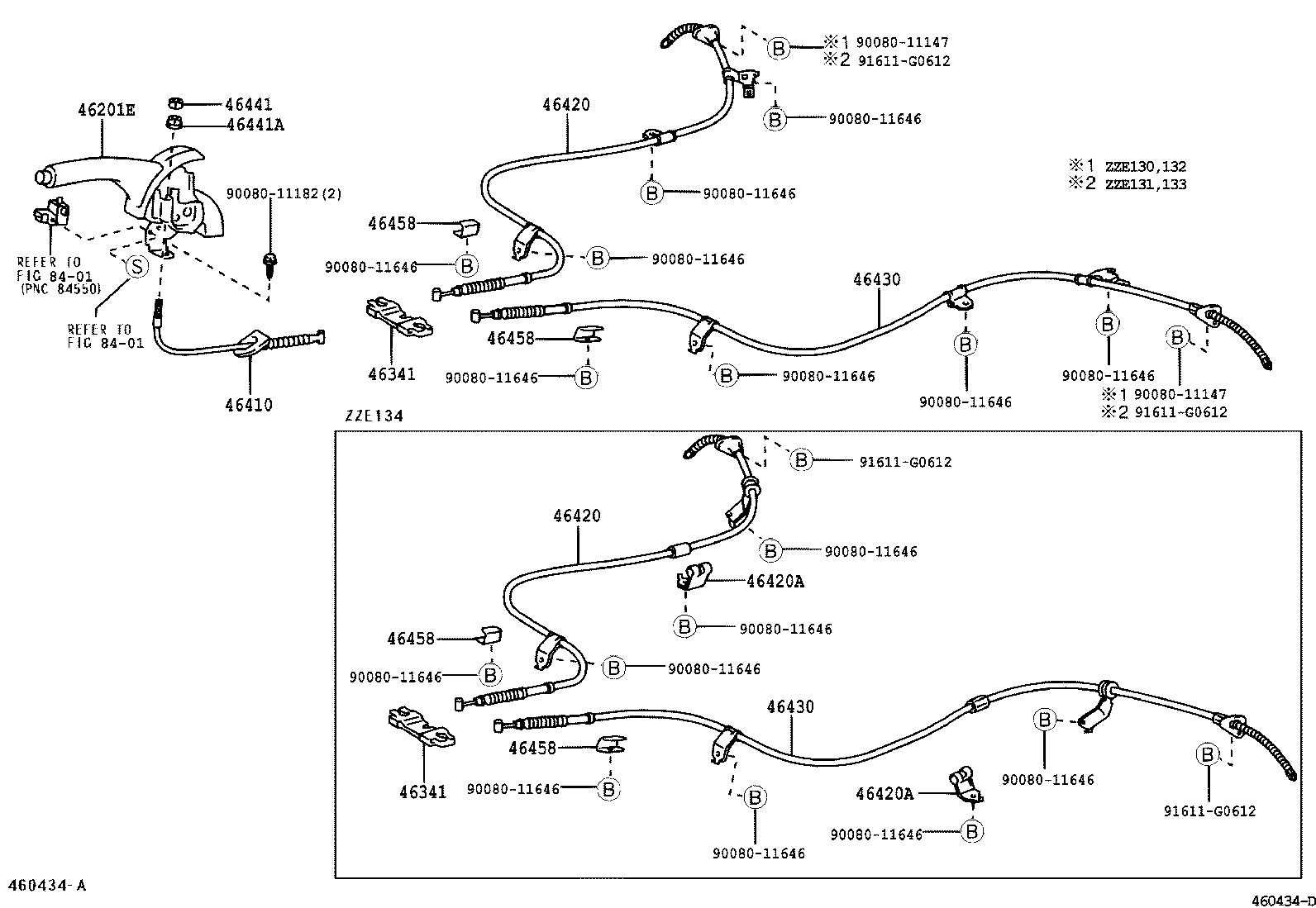 Toyota 46430-12460 CABLE ASSY, PARKING BRAKE, NO.3