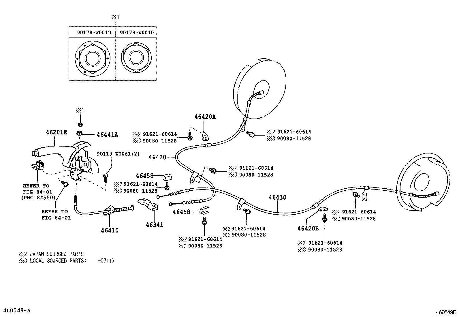 46430-05040 CABLE ASSY, PARKING BRAKE, NO.3 product image
