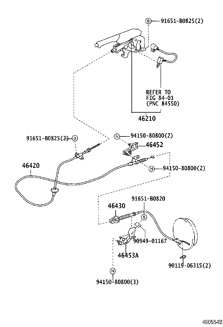 46420-37580 CABLE ASSY, PARKING BRAKE, NO.2 product image
