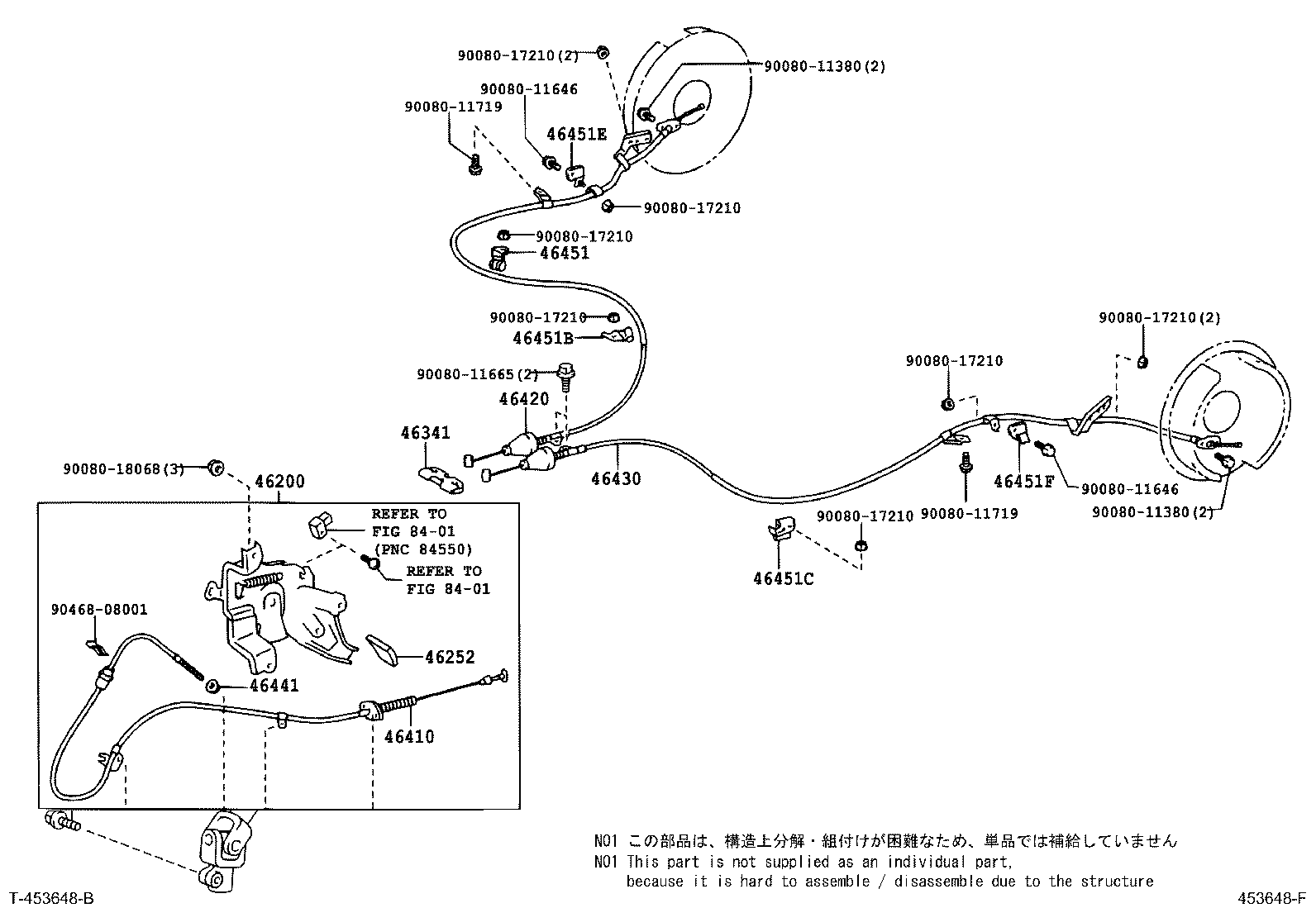 Toyota 46430-0E010 CABLE ASSY, PARKING BRAKE, NO.3