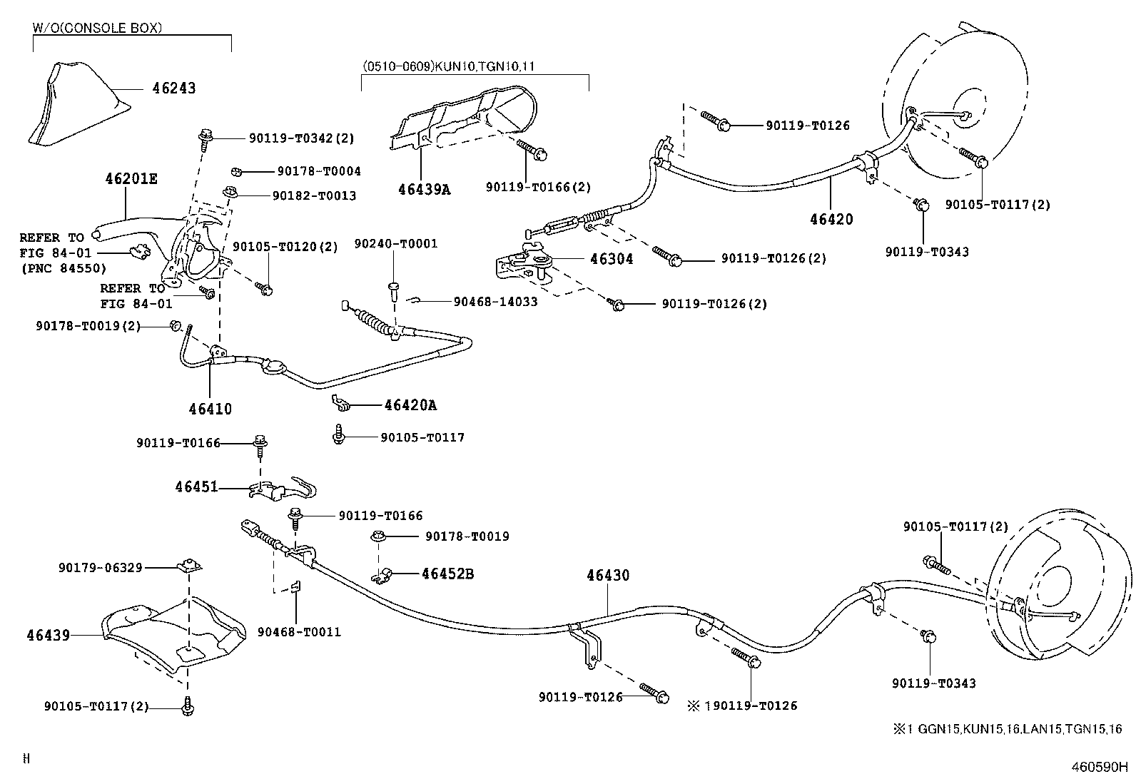 Toyota 46430-0K040 CABLE ASSY, PARKING BRAKE, NO.3