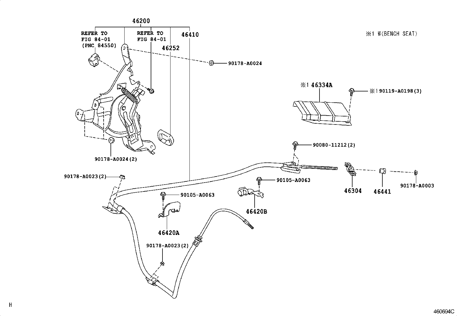 Toyota 46430-04050 CABLE ASSY, PARKING BRAKE, NO.3