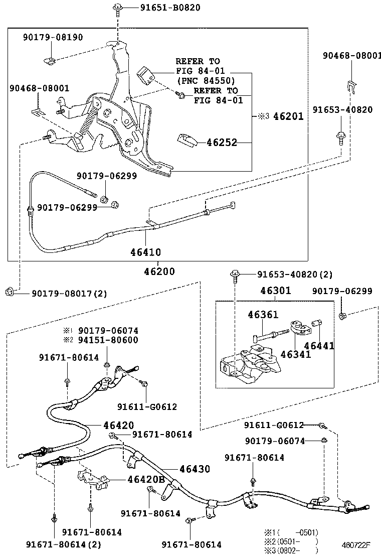 46430-52260 CABLE ASSY, PARKING BRAKE, NO.3 product image