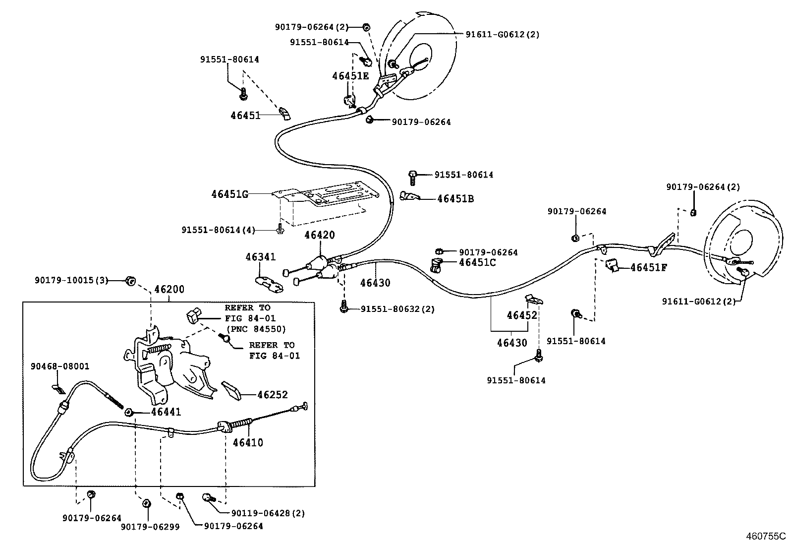 Toyota 46420-48180 CABLE ASSY, PARKING BRAKE, NO.2