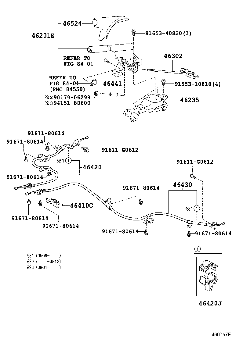 Toyota 46430-52150 CABLE ASSY, PARKING BRAKE, NO.3