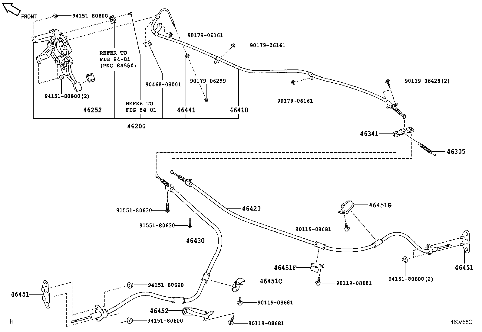 Toyota 46420-53021 CABLE ASSY, PARKING BRAKE, NO.2