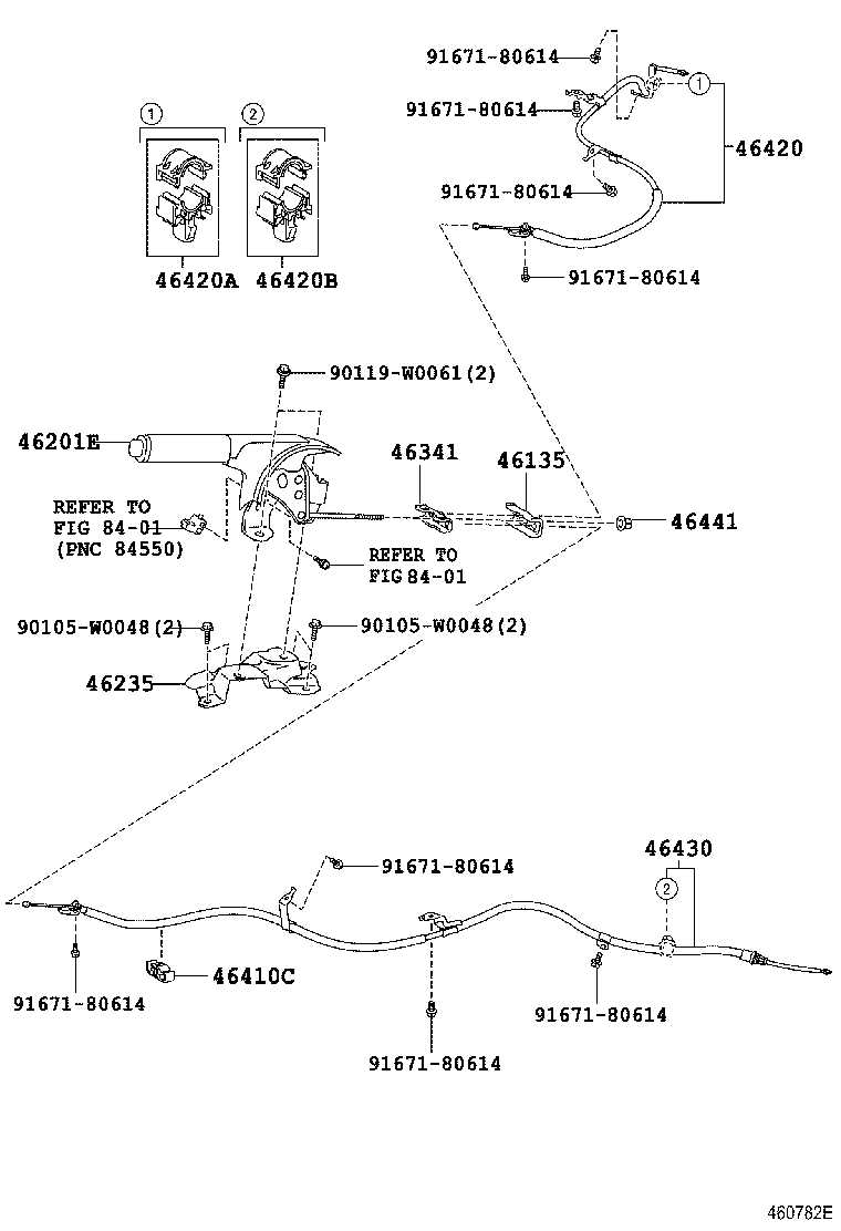 Toyota 46420-0D060 CABLE ASSY, PARKING BRAKE, NO.2