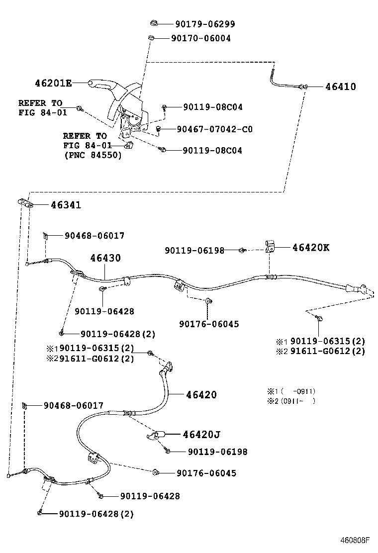 Toyota 46420-33140 CABLE ASSY, PARKING BRAKE, NO.2