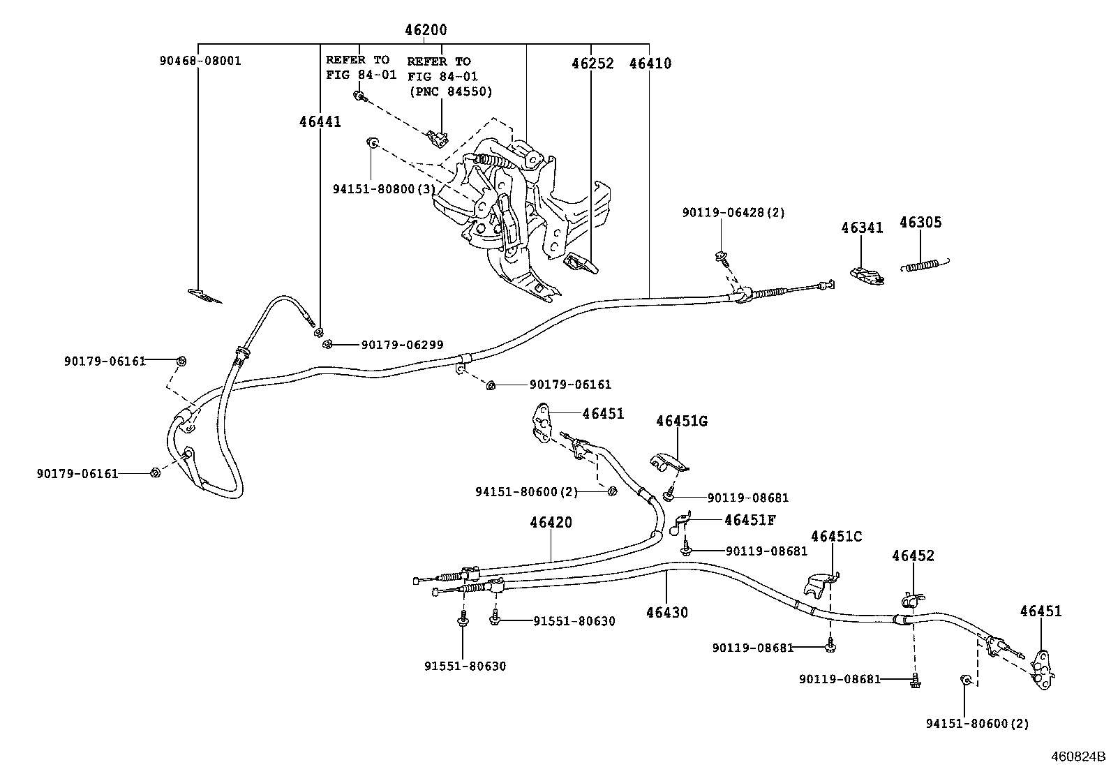 Toyota 46420-22391 CABLE ASSY, PARKING BRAKE, NO.2
