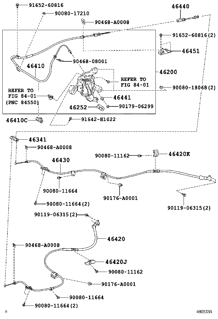 Toyota 46420-06180 CABLE ASSY, PARKING BRAKE, NO.2