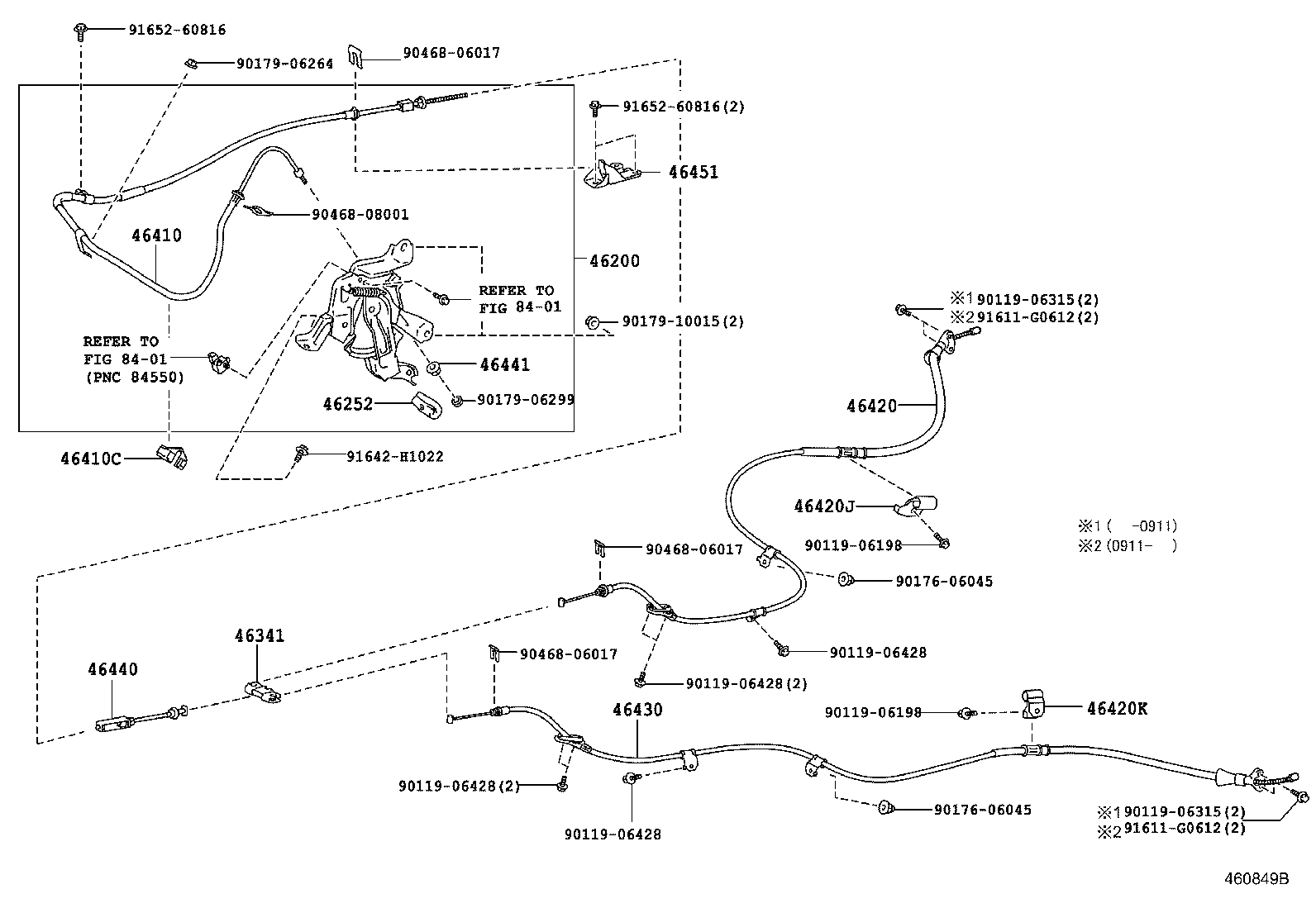 Toyota 46420-33180 CABLE ASSY, PARKING BRAKE, NO.2