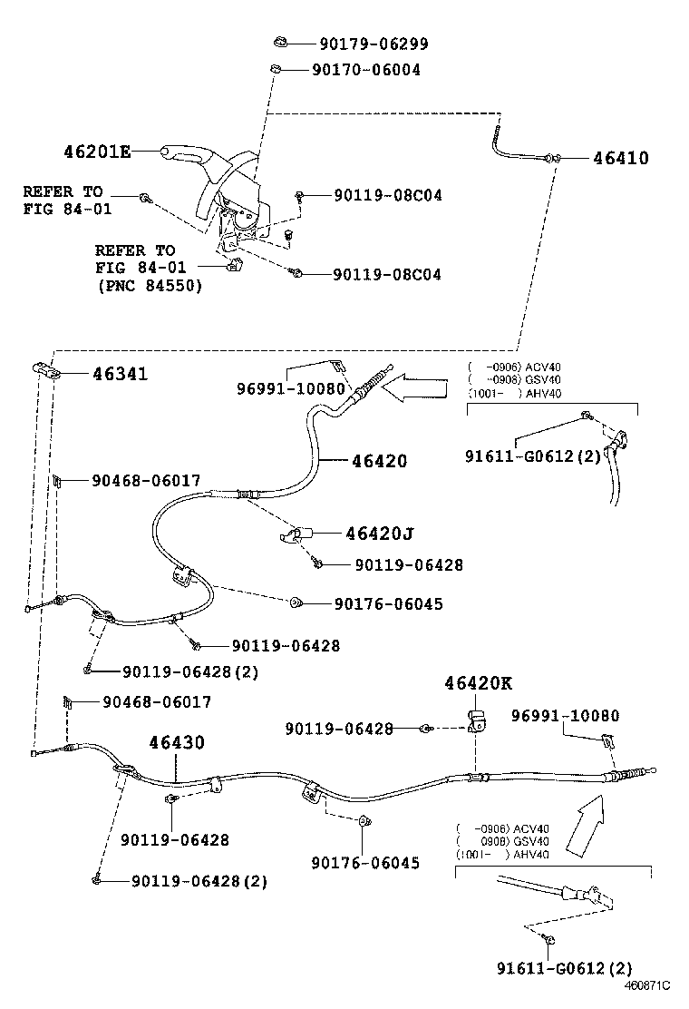 46430-06100 CABLE ASSY, PARKING BRAKE, NO.3 product image