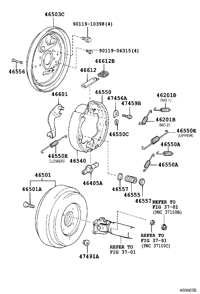 46451-36060 BRACKET, PARKING BRAKE CABLE SUPPORT, NO.1 product image