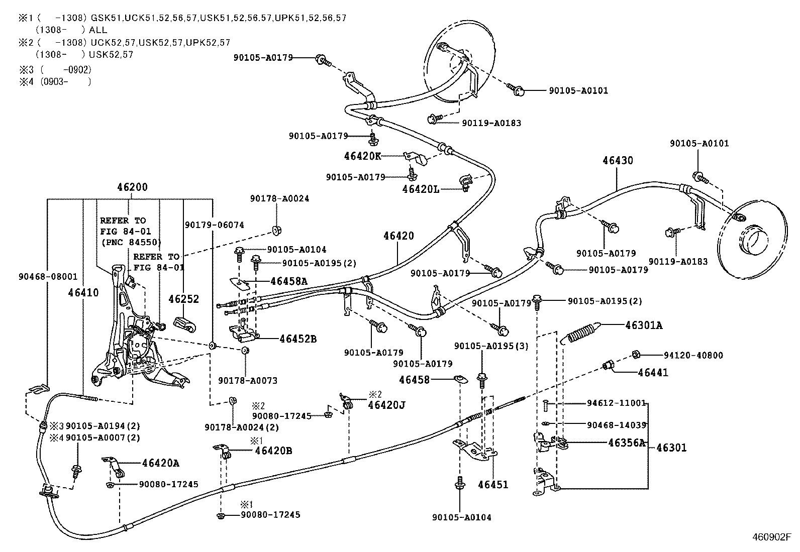 Toyota 46430-0C010 CABLE ASSY, PARKING BRAKE, NO.3