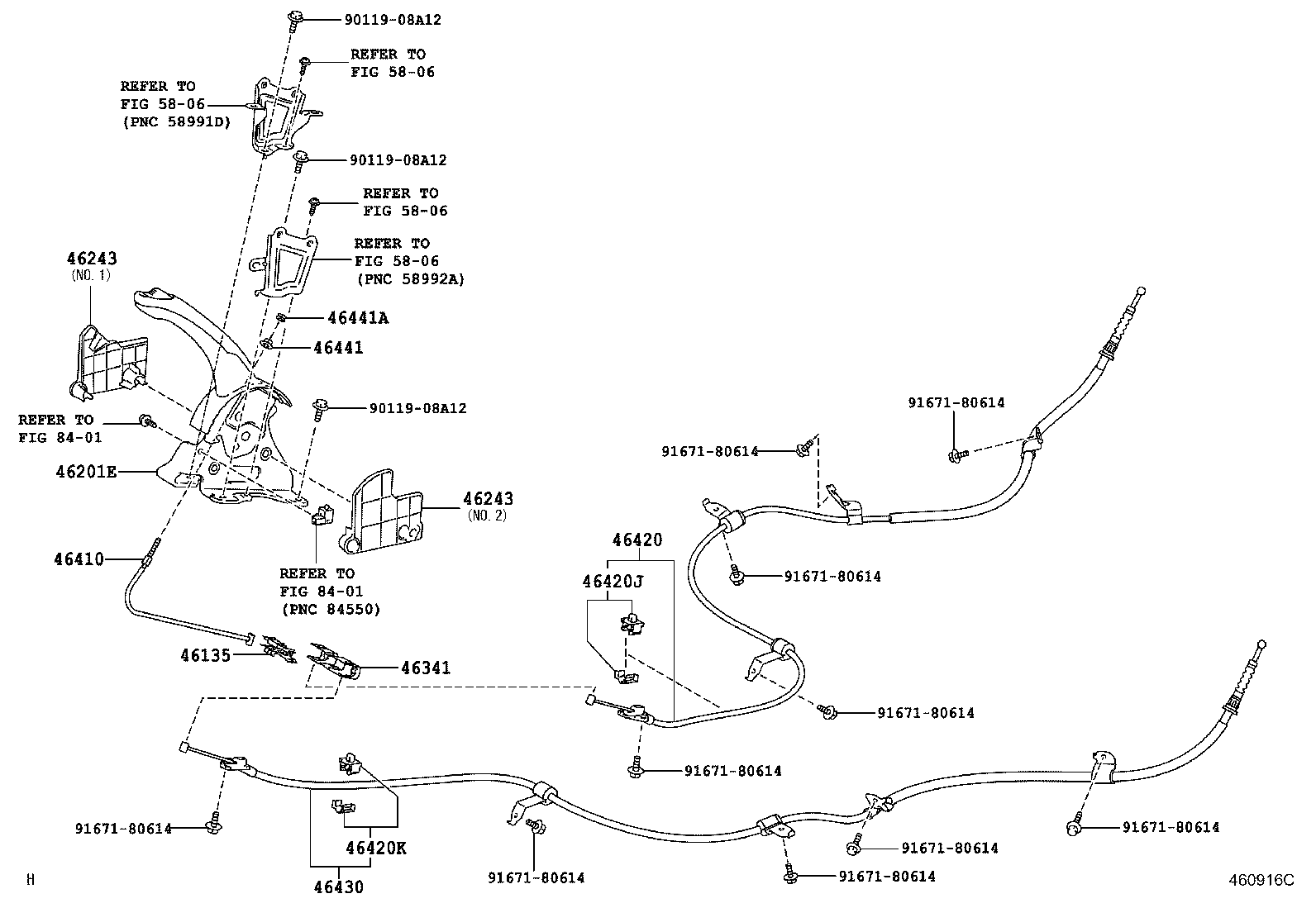 46420-12740 CABLE ASSY, PARKING BRAKE, NO.2 product image