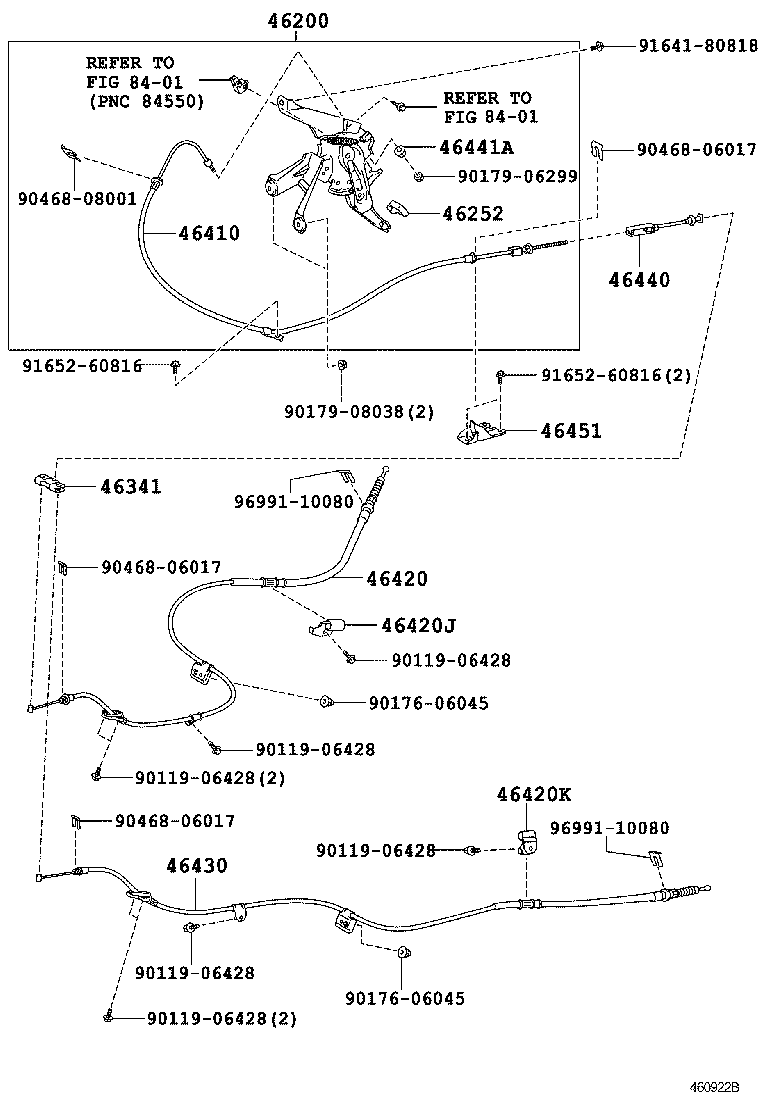 46430-06100 CABLE ASSY, PARKING BRAKE, NO.3 product image