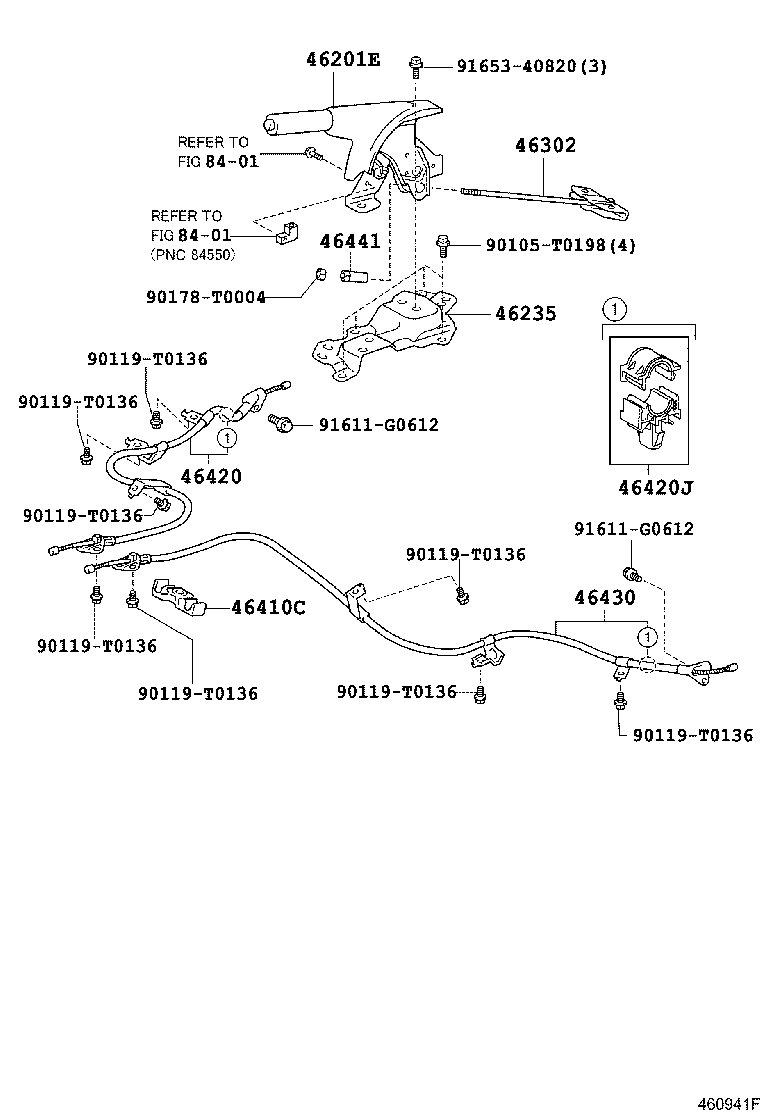 46430-0D130 CABLE ASSY, PARKING BRAKE, NO.3 product image