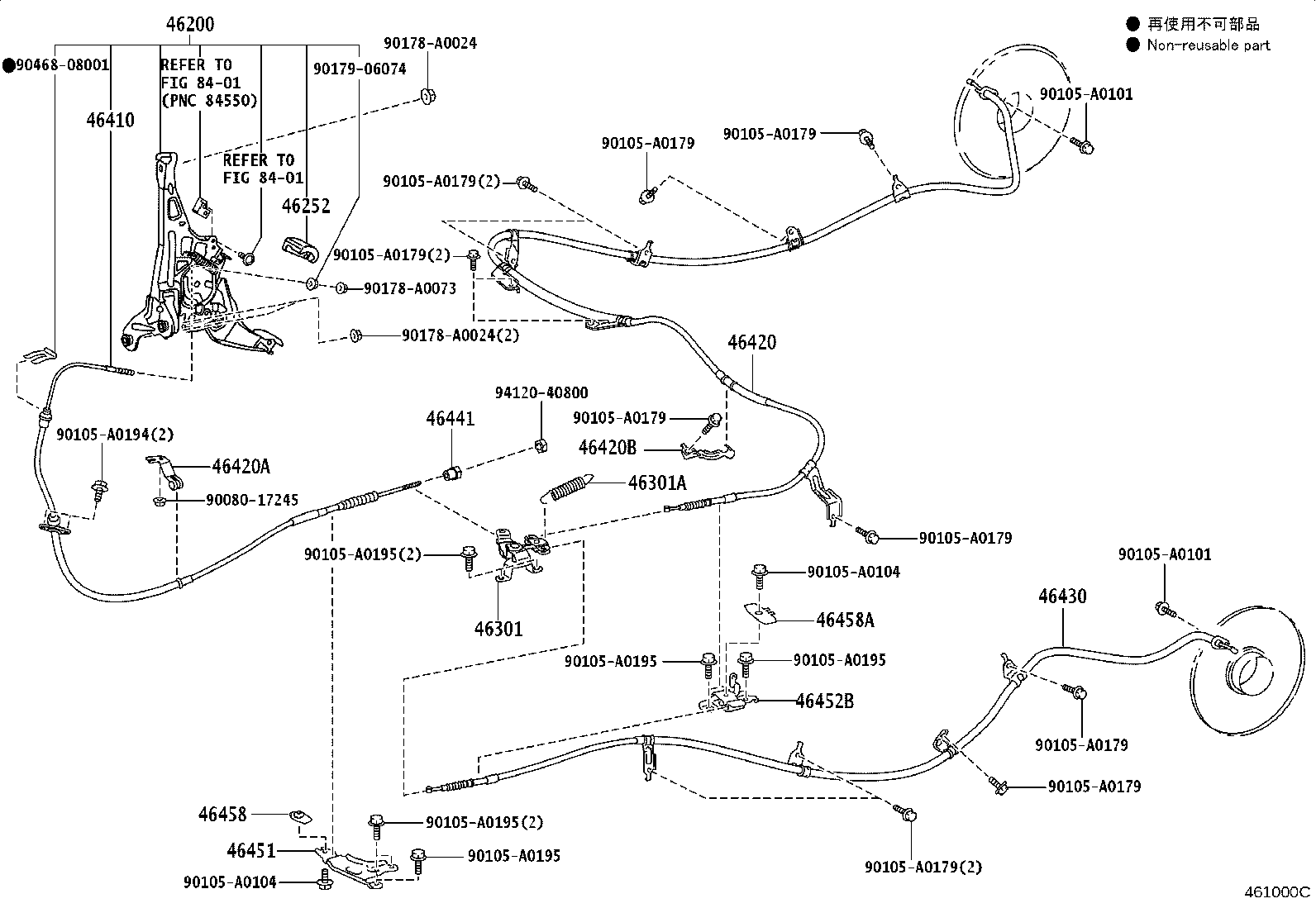 Toyota 46430-0C020 CABLE ASSY, PARKING BRAKE, NO.3