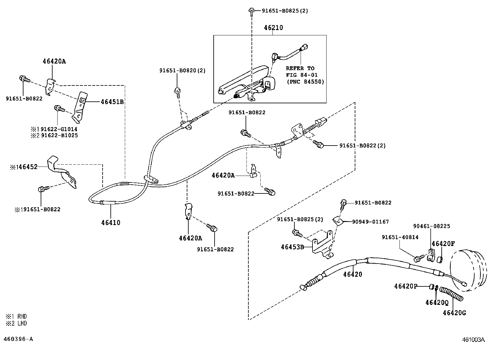 46451-25050 BRACKET, PARKING BRAKE CABLE SUPPORT product image