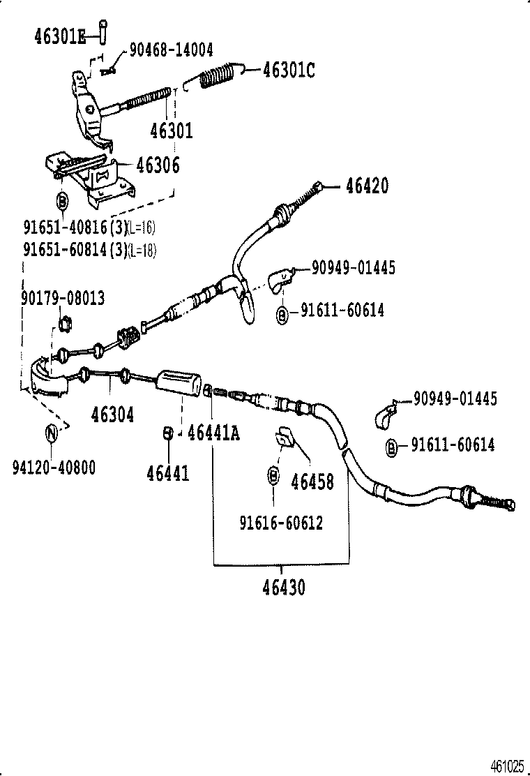 46420-30530 CABLE ASSY, PARKING BRAKE, NO.2 product image