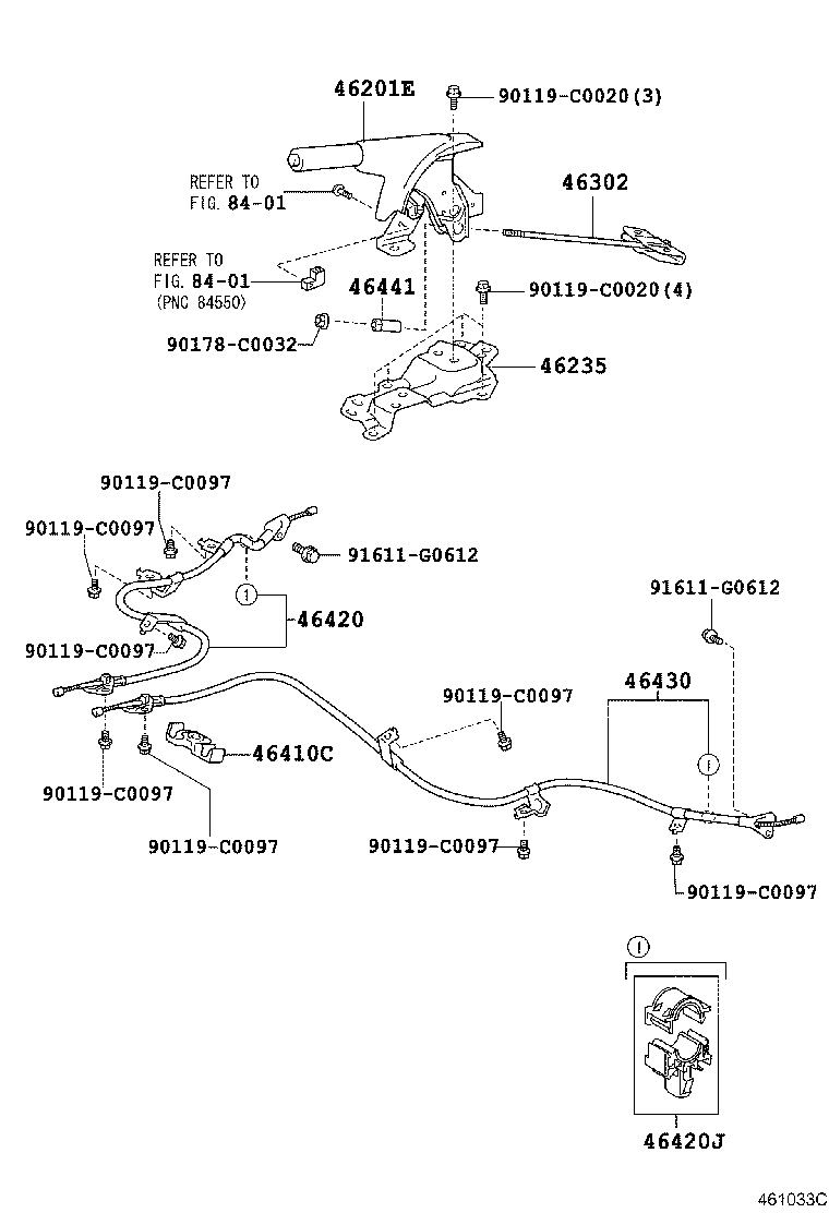 46420-0D151 CABLE ASSY, PARKING BRAKE, NO.2 product image