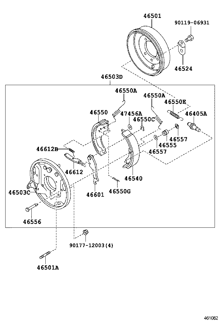 46420-37540 CABLE ASSY, PARKING BRAKE, NO.2 product image