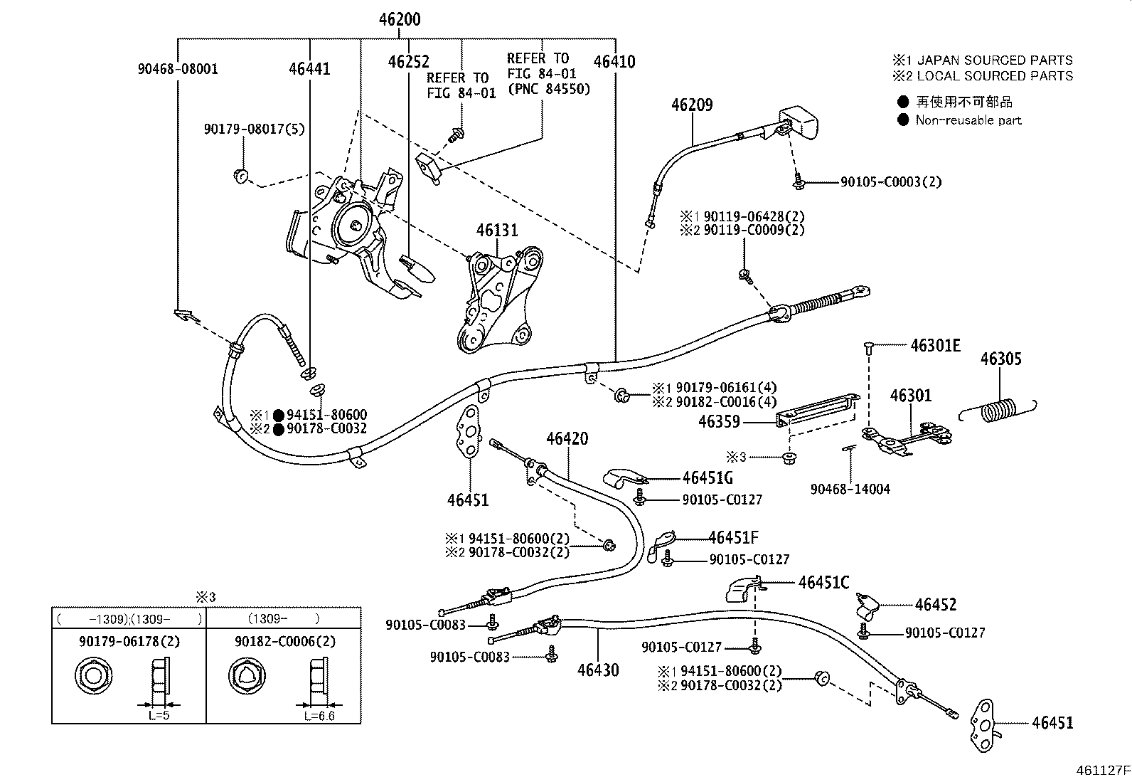 46430-30201 CABLE ASSY, PARKING BRAKE, NO.3 product image