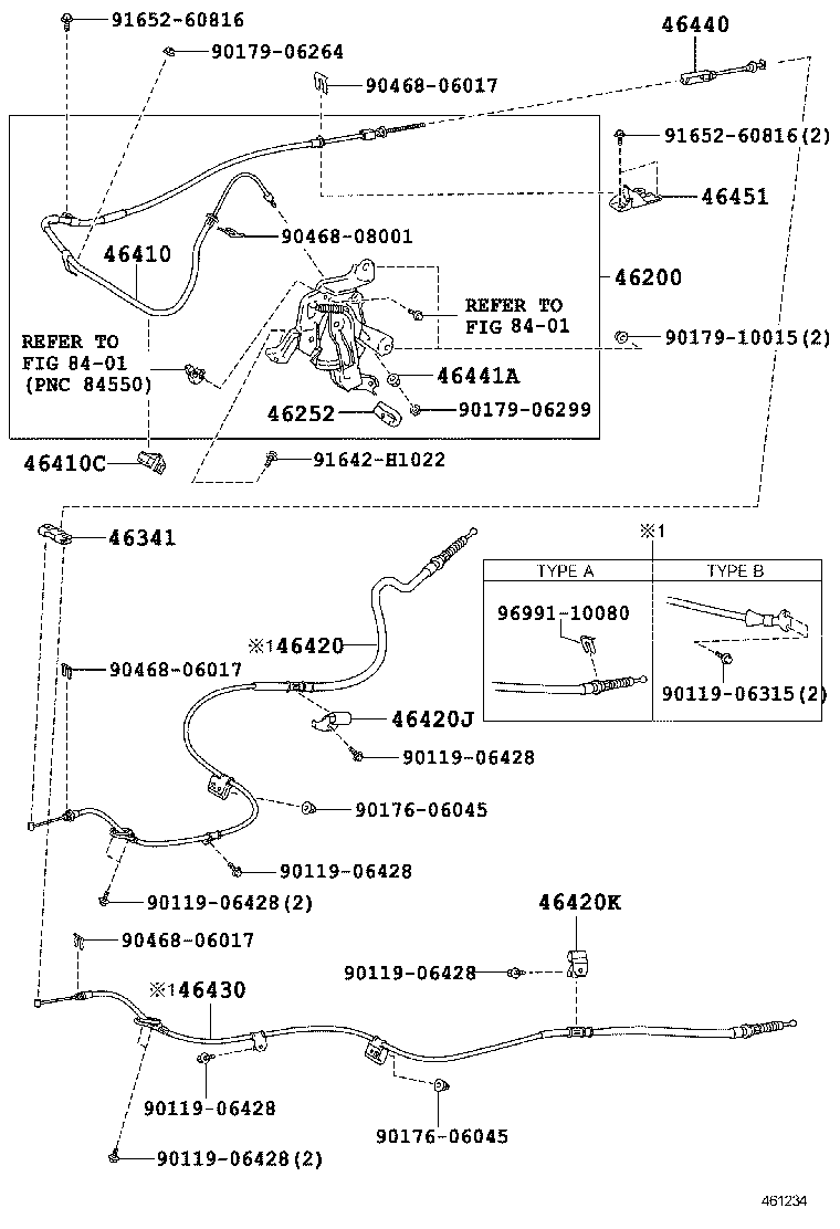 46430-06100 CABLE ASSY, PARKING BRAKE, NO.3 product image