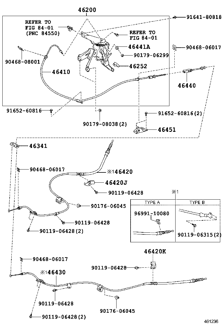 46430-06100 CABLE ASSY, PARKING BRAKE, NO.3 product image