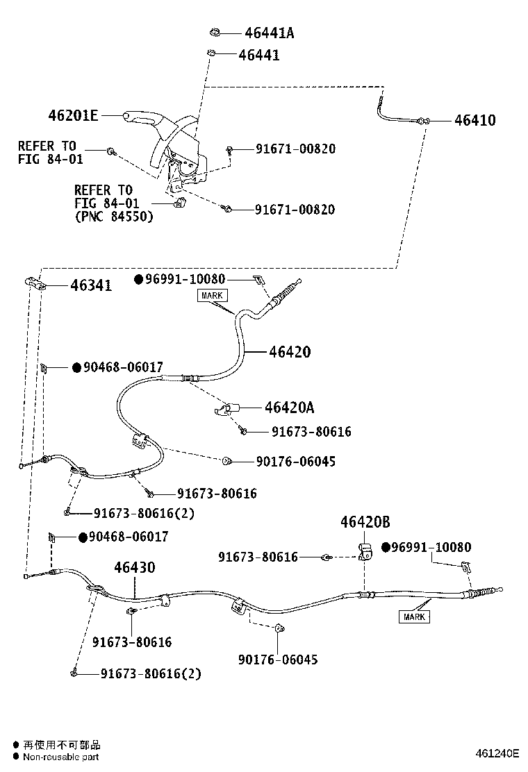 46430-06201 CABLE ASSY, PARKING BRAKE, NO.3 product image