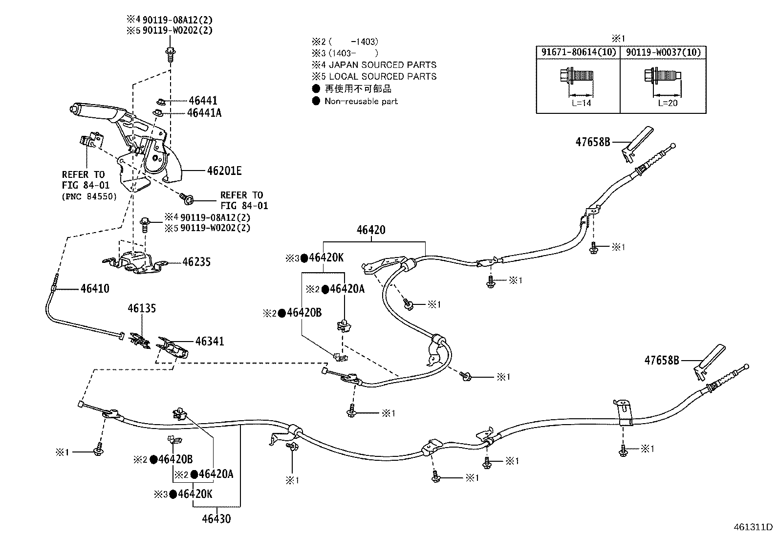 46430-02270 CABLE ASSY, PARKING BRAKE, NO.3 product image