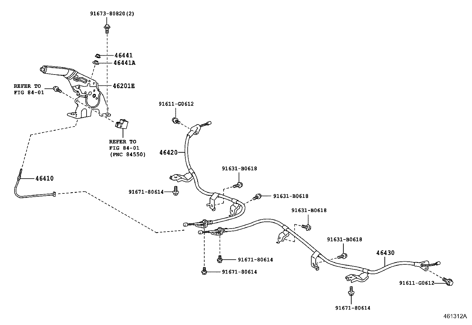 Toyota 46420-74030 CABLE ASSY, PARKING BRAKE, NO.2