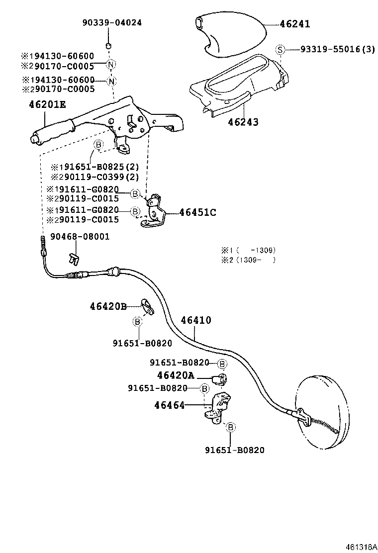 46410-36600 CABLE ASSY, PARKING BRAKE, NO.1 product image