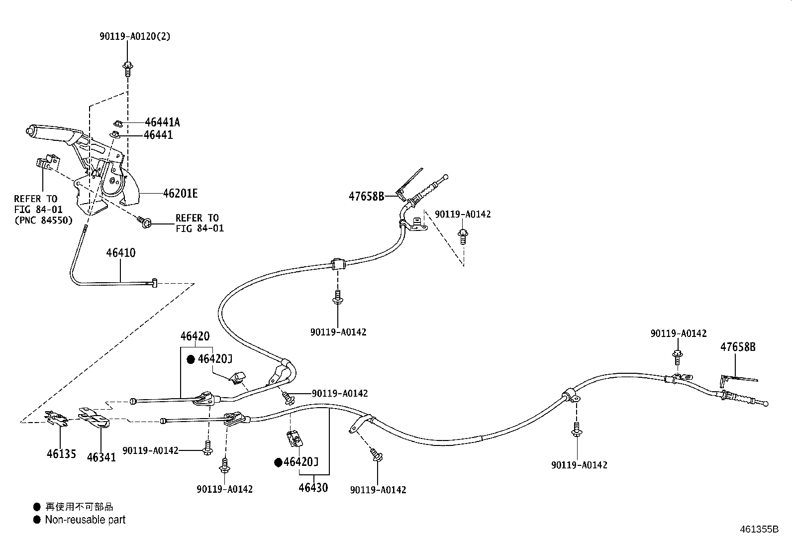 Toyota 46430-02280 CABLE ASSY, PARKING BRAKE, NO.3