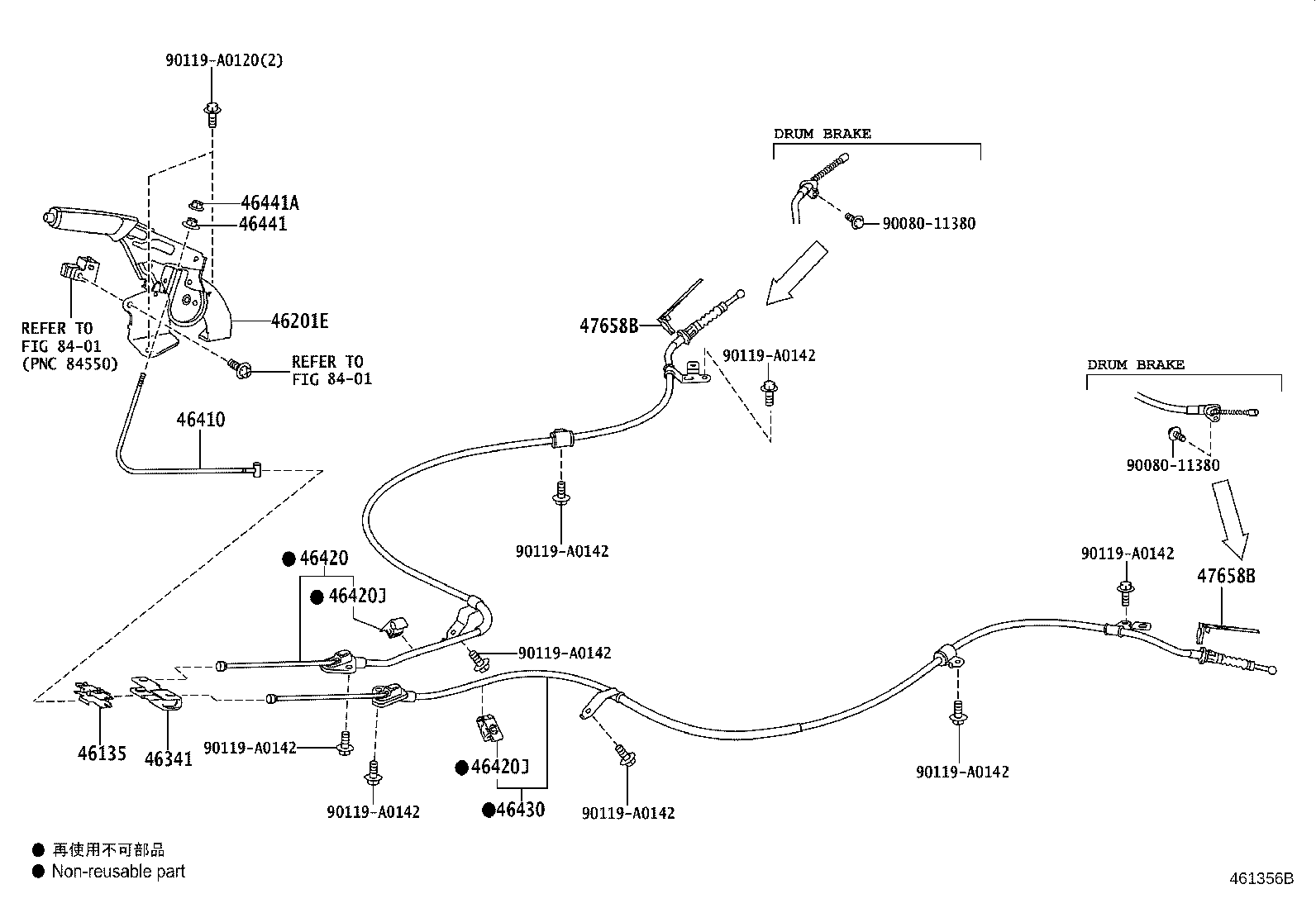 Toyota 46420-02290 CABLE ASSY, PARKING BRAKE, NO.2