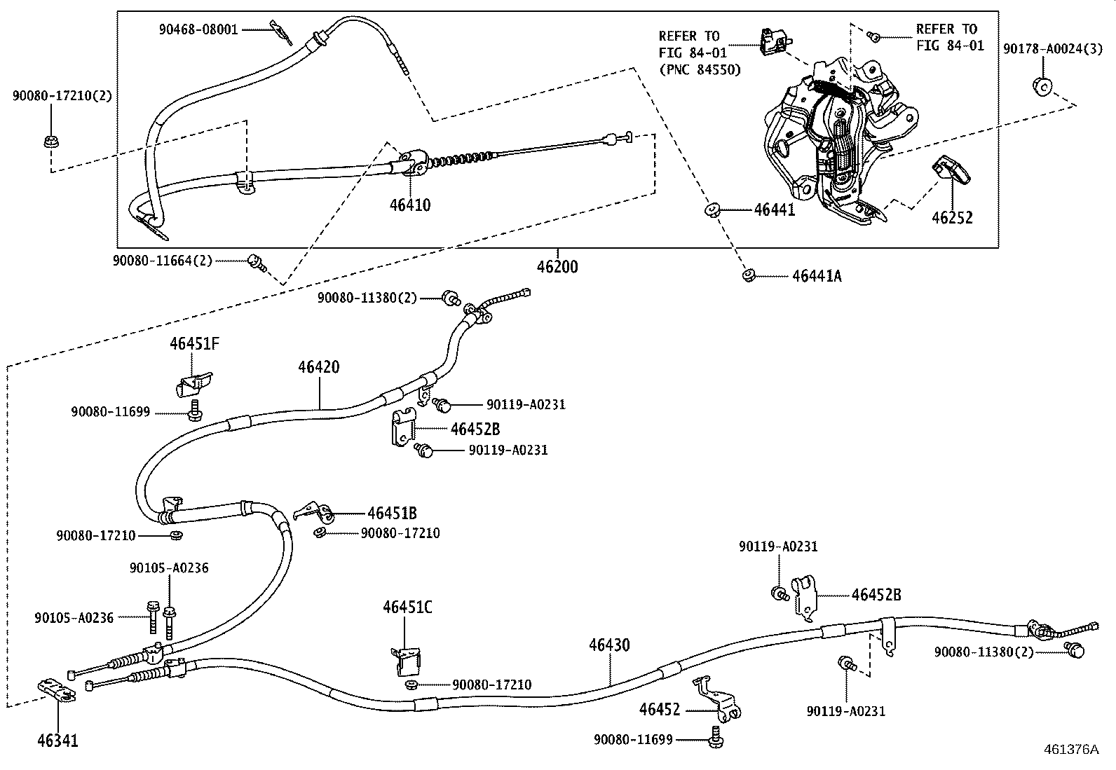 Toyota 46430-0E070 CABLE ASSY, PARKING BRAKE, NO.3