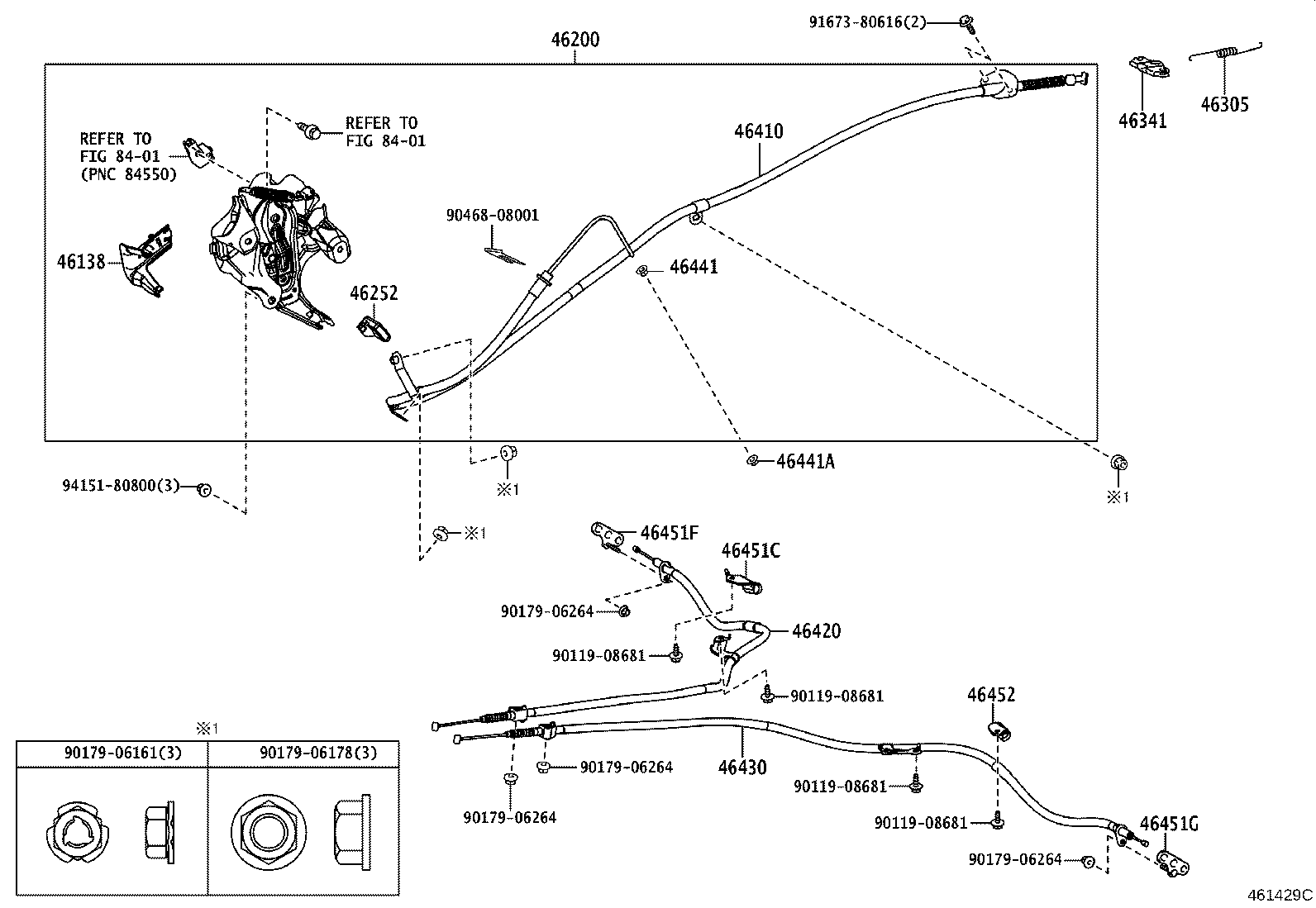 Toyota 46430-24100 CABLE ASSY, PARKING BRAKE, NO.3