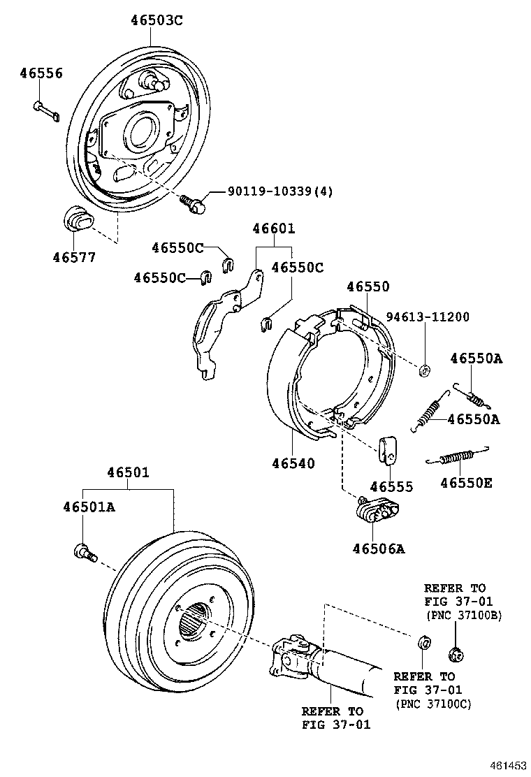 46451-36060 BRACKET, PARKING BRAKE CABLE SUPPORT, NO.1 product image