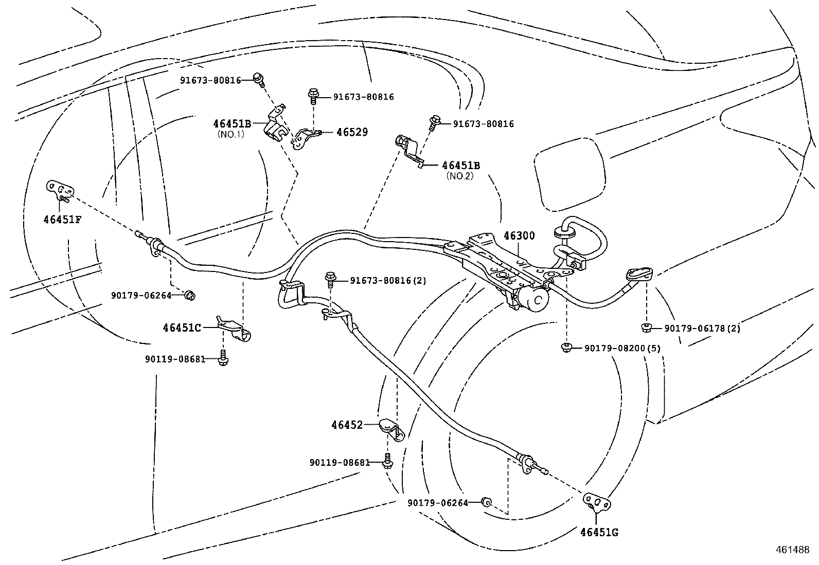 46451-30240 BRACKET, PARKING BRAKE CABLE SUPPORT product image