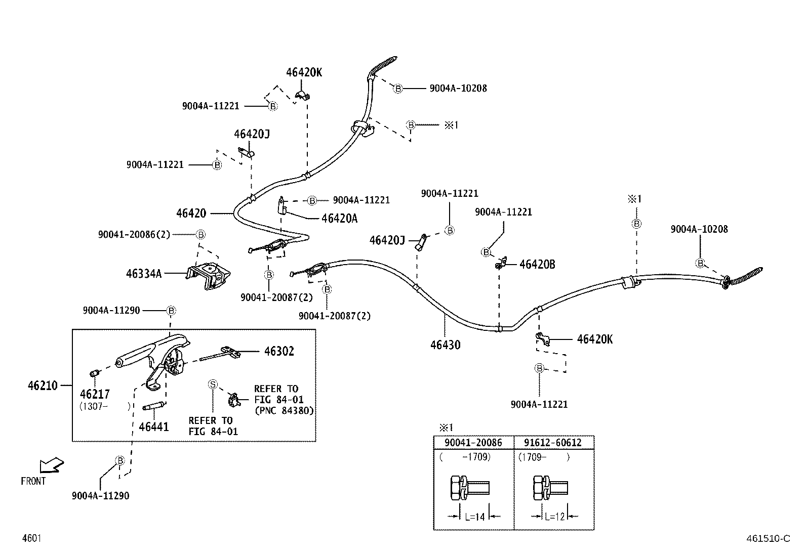 Toyota 46420-BZ110 CABLE ASSY, PARKING BRAKE, NO.2
