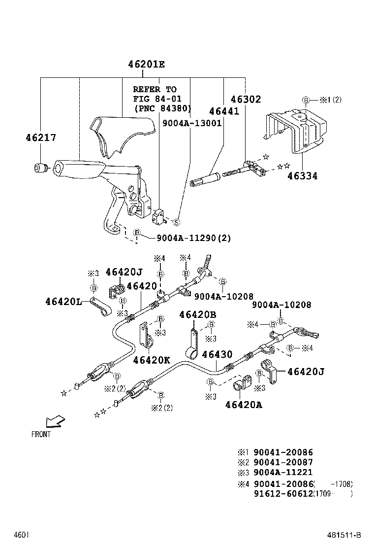 46430-BZ032 CABLE ASSY, PARKING BRAKE, NO.3 product image